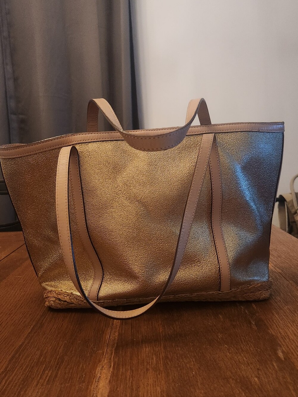Kate Spade Woven Straw W Metallic Gold Finish Circa 2015 - Picture 10 of 10